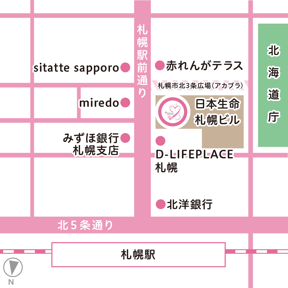 札幌駅前しきしま乳腺外科クリニック　地上からのアクセス方法